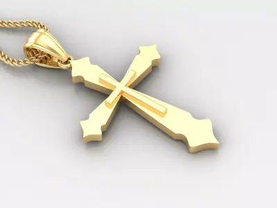 Light Gold 18K Cross Pendant 2CP055 3D print model
