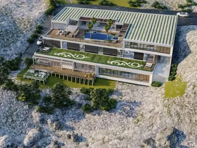 building exterior with garden landscape 3D model