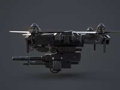 Futuristic Military Attack Drone Low-poly 3D model