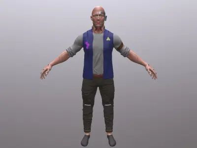 Cyberpunk-cityzen Low-poly 3D model