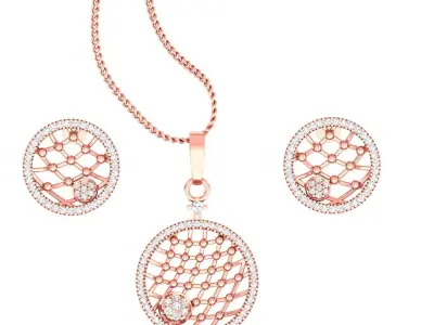 Wire Mesh Light wt Pendant Earrings Set 3dm stl obj mtl gltf glb 3D print model