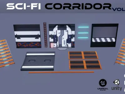 Sci-Fi Corridor pack1 3D model