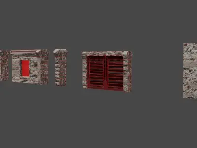 SCFI Concrete Linkable wall Kit Low-poly 3D model