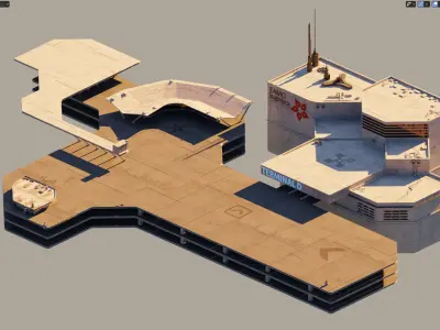 Futuristic space port 3D model