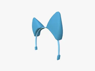 Furry Ears Tiara B03 Blue - Headband Character Design Low-poly 3D model