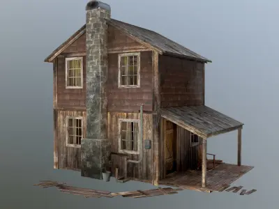 House with interior - For Village or Forest  Low-poly 3D model