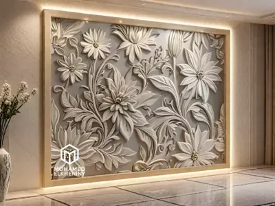 Modern Wall Panel Relief for CNC and 3D Printing 08 3D model