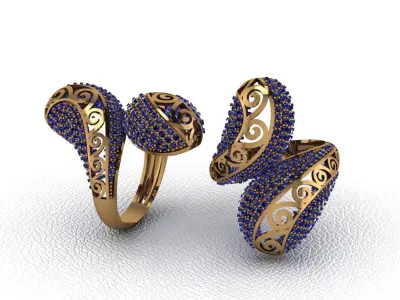 ring 50 pieces drawing 3d rihone drawing ring rings ring  3D print model