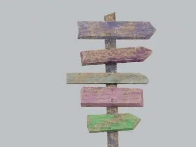 Colored Signpost Low-poly 3D model
