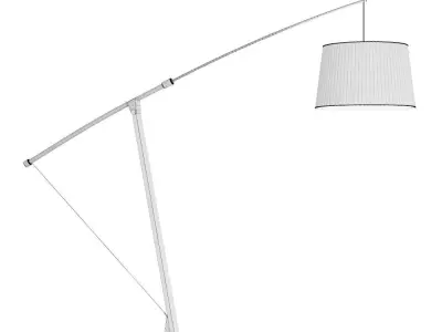 Contemporary style floor lamp with textile shade on a rod 3D model