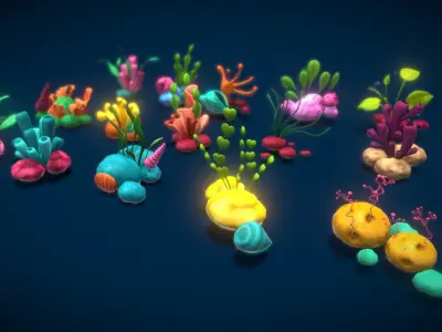 Cartoon Seaweed 4 Low-poly 3D model