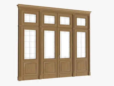 Door classic with glass quad 02 3D model