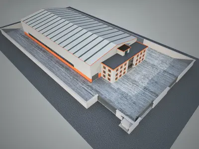 Industrial Building Factory 4 3D model