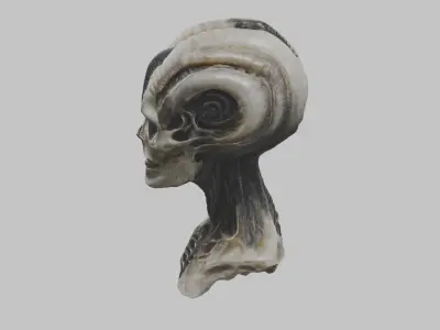 HR Giger Alien Human Head Bust Low-poly 3D model