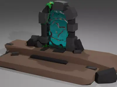 Low poly Portal tombstone with light Free low-poly 3D model