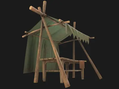 Army Market Tent Low-poly 3D model