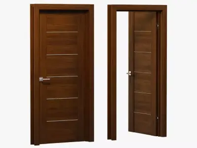 Modern brown wood door 3D model