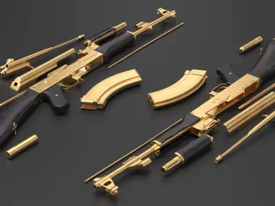  AK 47 Disassembled Gold and Ebony 