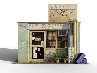Realistic Japanese Shop 3D Model Low-poly 3D model