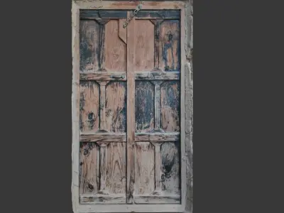 Wooden Door 3D Scanned Low-poly 3D model