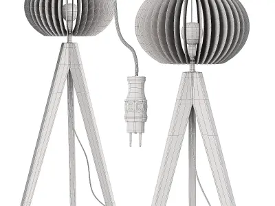 Wooden Tripod Floor Lamp 3D model purchase