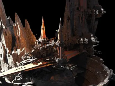 Sci fi Core Magma Mining Colony 3D model