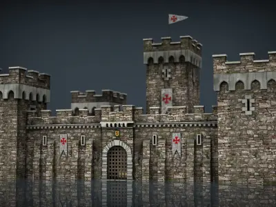 Medieval Fortress Low-poly 3D model