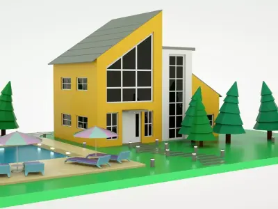 Modern House Low-poly 3D model