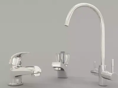 Taps set kitchen faucet 3D model