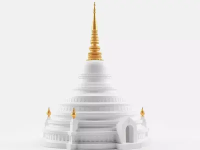 White Pagoda Temple model pack Low-poly 3D model