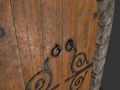 Medieval Door-5 Low-poly 3D model