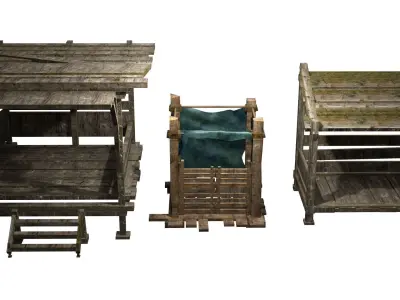 Classic Hut and river toilet Low-poly 3D model