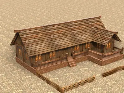 Medieval house sixteen 17 Low-poly 3D model