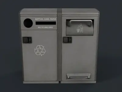 Street Trash Can 34 PBR Game Ready Low-poly 3D model