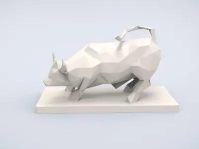 Printable Wall Street Bull Lowpoly Style 3D print model