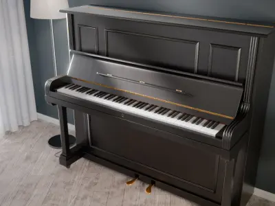  Black Upright Piano 