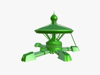SciFi Facility C06 Green - Sci Fi Exterior Design Low-poly 3D model