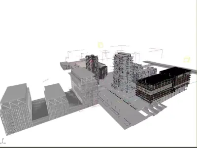 9 buildings of modern Residental Complex for archviz no textures 3D model