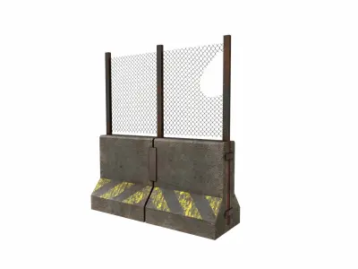 Concrete RoadBlock Barrier Barricade 3D model 9