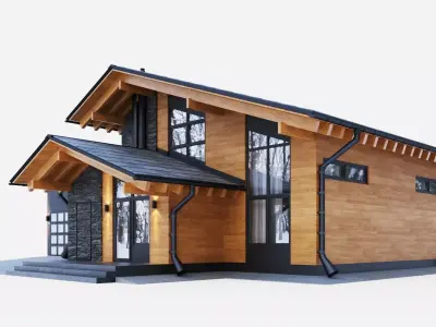 Modern swiss chalet 3D model