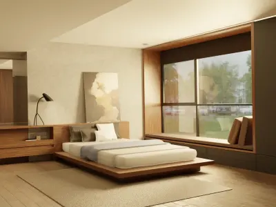 Modern Bedroom Interior 3D Model Low-poly 3D model