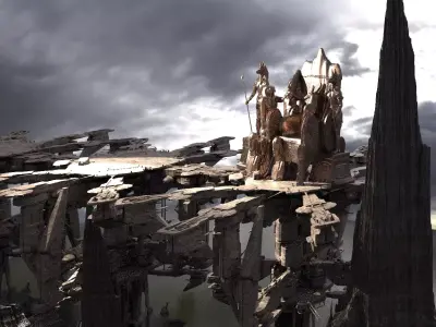 Egyptian Throne Horus Scene Kit bash 3D 3D model