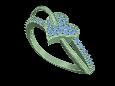 light weight  Yellow gold diamond rings-PR-479-DIA 3D print model