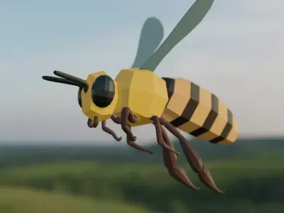 Low Poly Flying Bee Free low-poly 3D model