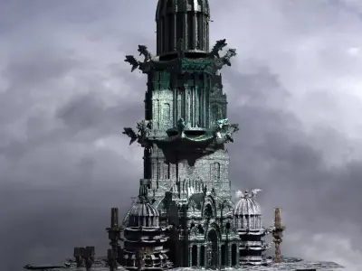 Haunted Halloween crystal mansion tower 2 3D model