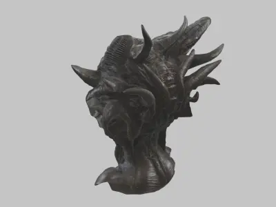 Ethereal HR Giger Inspired Woman Head Bust Low-poly 3D model