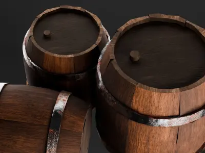  Wooden bucket Game Assets item3 3D model