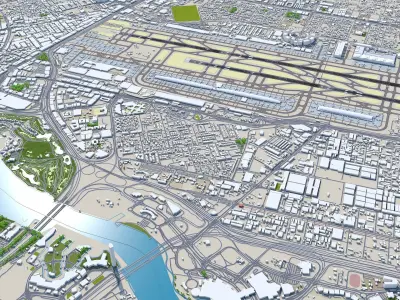 Dubai International Airport 10km Low-poly 3D model
