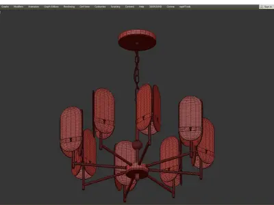 KARENA brass chandelier with clear glass shades Low-poly 3D model