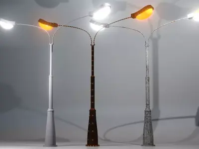 A collection of Street Lamps - Set IV Low-poly 3D model